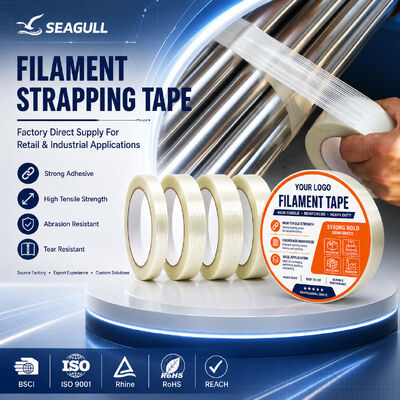 Heavy Duty Filament Tape Fiberglass Reinforced Strapping Tape For Carton Packaging